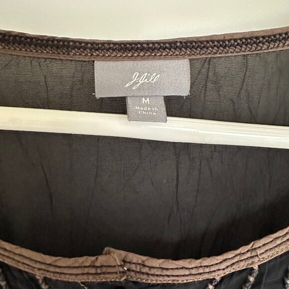 J. JILL Black Sheer Long Sleeve Peasant Top Size M - Picture 10 of 11